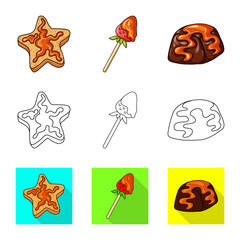 Isolated object of confectionery and culinary symbol. Collection of confectionery and product vector icon for stock.