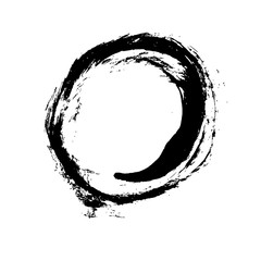 Ink vector brush stroke round frame. Vector illustration. Grunge texture.