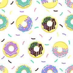 seamless pattern with sweet donuts - vector illustration, eps
