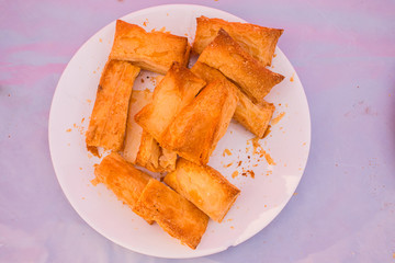 Soft biscuit cookies in white plate, wheat cookies or bakery product - Image