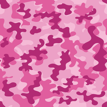 Pink military camouflage pattern, vector illustration. texture. Abstract Vector Military Background.