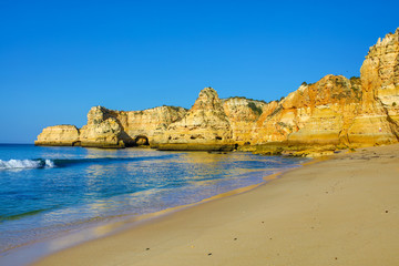 marinha beach lagoa in Algarve Portugal