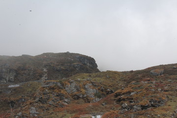 landscape with mountains and clouds