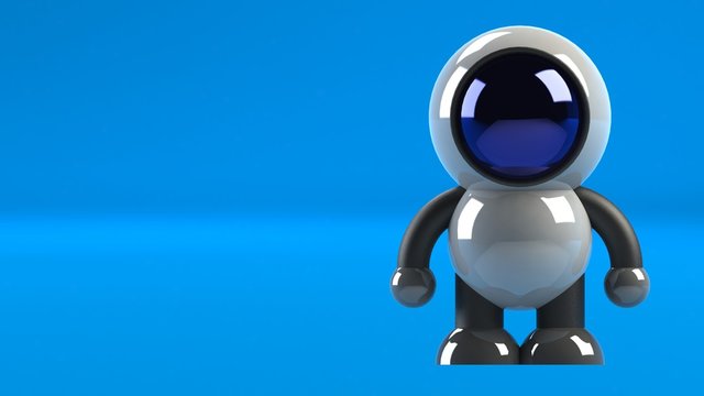 Cute space robot big eye 3D render