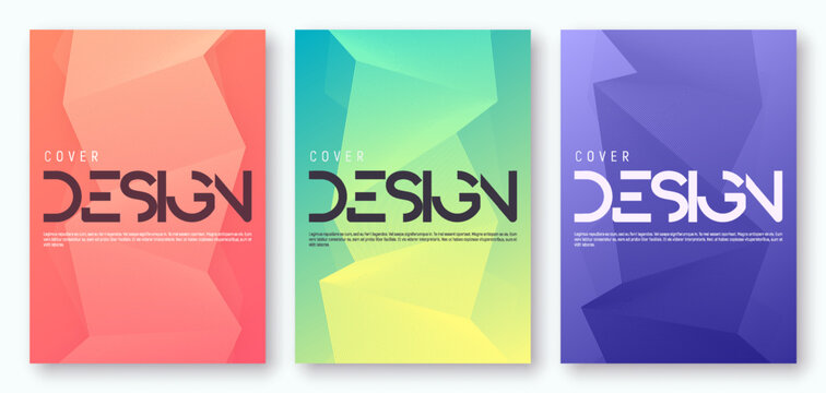 Set of minimalist gradient geometric cover design.