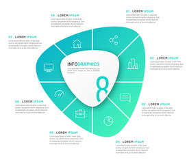 Vector circular infographic template in the form of abstract shape divided by eight parts