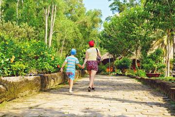 family walking in the park, Phu Quoc island