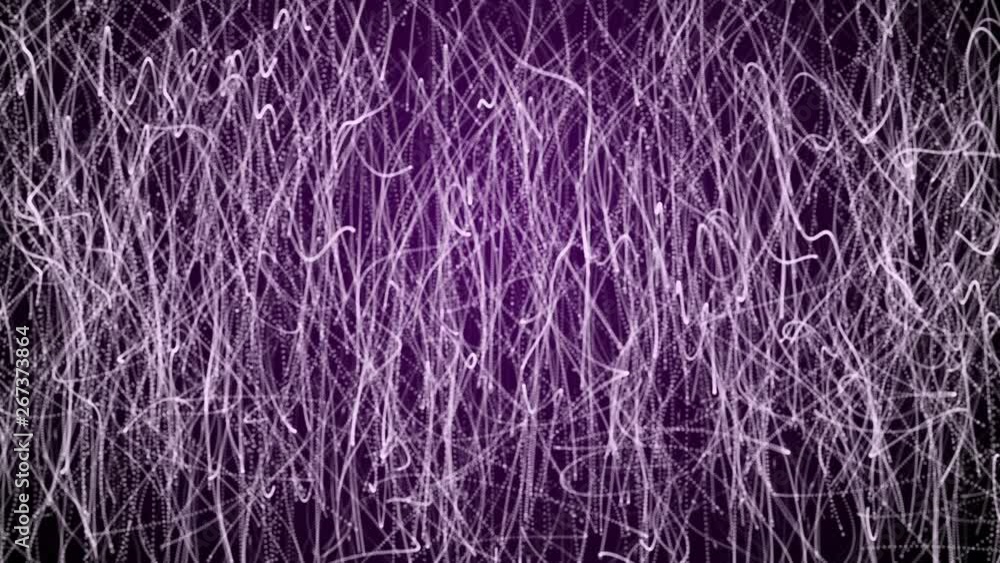 Poster moving network of lines with long trails in space, effect of drops of the rain, 3d rendering, comput