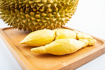 Delicious fruit durian on white background
