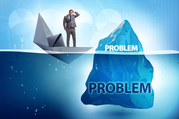 Businessman in problem concept with iceberg