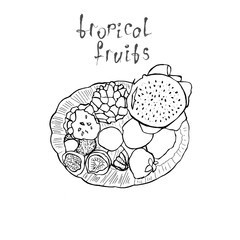 Vector illustration with tropical fruits.