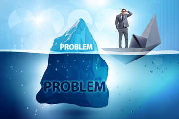 Businessman in problem concept with iceberg