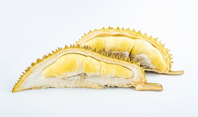 Naklejka premium Delicious fruit durian on white background