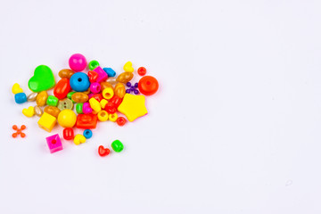 Colourful beads - white background.