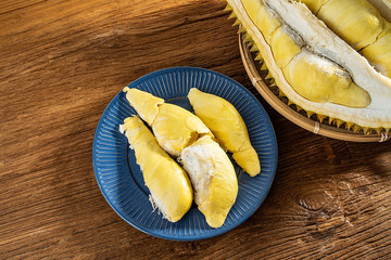 Peeled durian and durian flesh