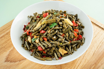 Chinese cuisine, a dish of fried sour beans