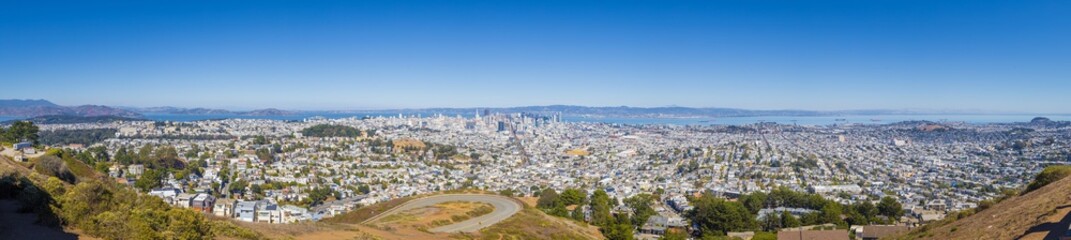 San Francisco city panorama from Twin Peaks, California, USA