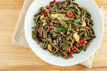 Chinese cuisine, a dish of fried sour beans