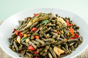 Chinese cuisine, a dish of fried sour beans