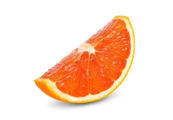 Orange fruit slice isolated on white background. full depth of field