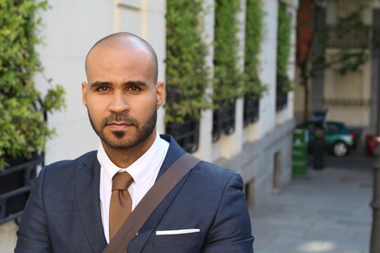 Islamic businessman with copy space