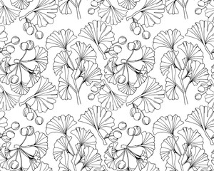 Obraz premium Seamless pattern with ginkgo biloba leaves