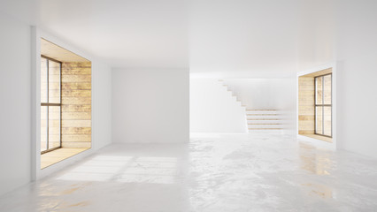 Abstract architecture white room interior loft style, Empty room with lighting 3d rendering.