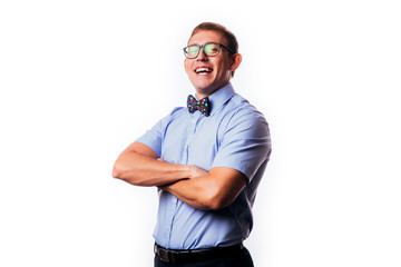 Fototapeta premium Handsome business man smiling at the camera studio shot