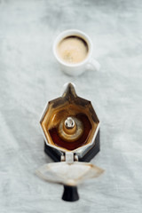 Moka pot with coffee