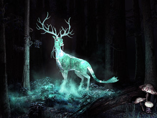 Magic deer in the forest © Melkor3D
