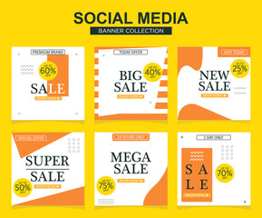 Fototapeta premium 6 Slides modern Social Media post Template. Promotional square web banner for social media. Banner template designs.