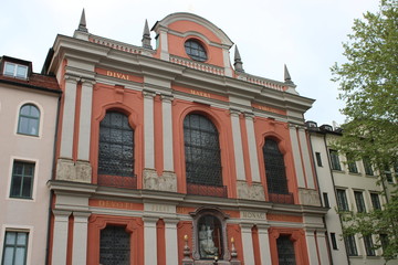 Munich architecture on a cloudy spring day