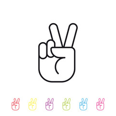 Peace hand gesture line icon vector