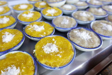 Thai sweets of coconut milk Custard (called 