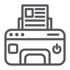 Printer line icon, device and print, fax sign, vector graphics, a linear pattern on a white background.