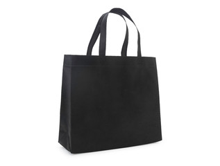 blank black fabric canvas bag isolated on white background with clipping path, eco concept.