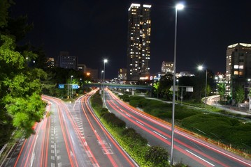 Fototapeta na wymiar 夜の道路