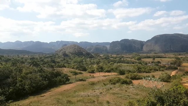 View from hill of a beautiful green Vinales in Cuba