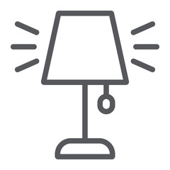 Table lamp line icon, appliance and furniture, light sign, vector graphics, a linear pattern on a white background.