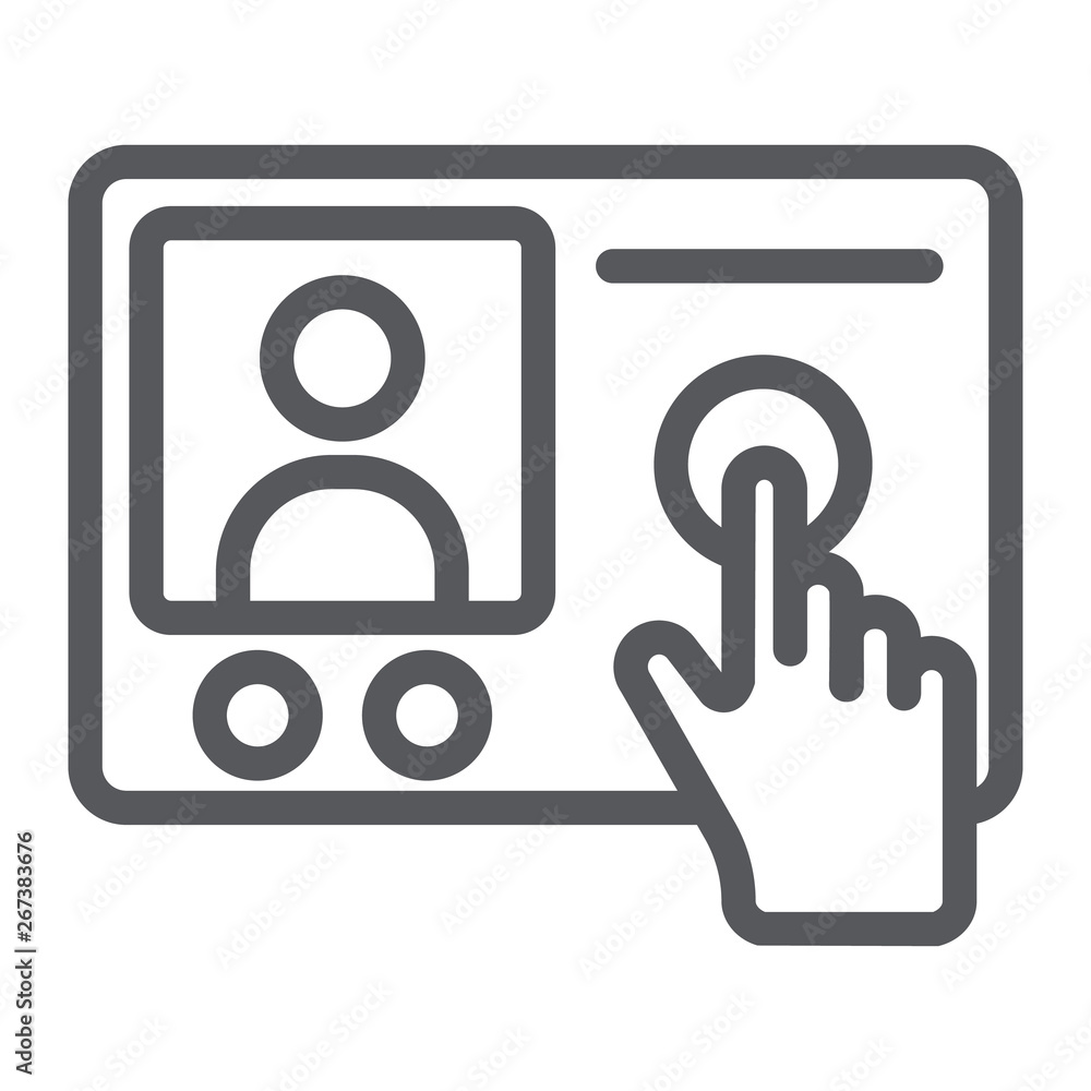 Poster intercom telephone line icon, communication and electronic, phone sign, vector graphics, a linear pa
