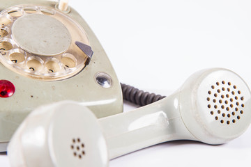 Old vintage phone with rotary dial 