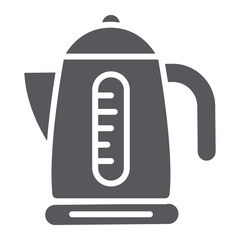 Electric kettle glyph icon, kitchen and utensil, teapot sign, vector graphics, a solid pattern on a white background.