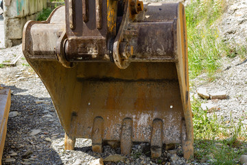 Fototapeta na wymiar bucket heavy excavator close up