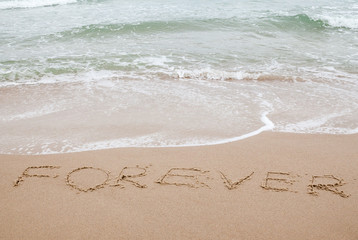 Word forever written on the sand