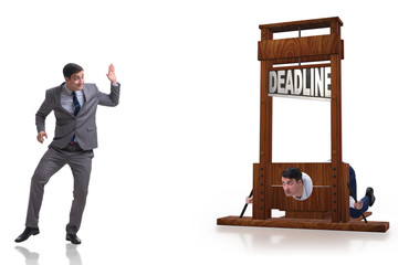 Businessman in deadline concept with guillotine