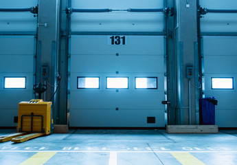 Industrial doors in warehouse interior