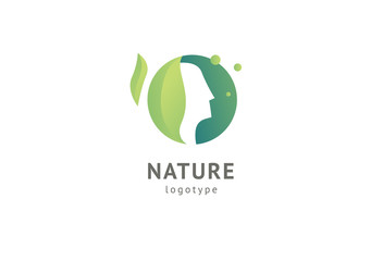 Abstract nature logo icon vector design. Healthy eco food, ecology, spa, diet, yoga, Environment day vector logo. Happy people with leaf logo. Fitness, sport web icon.
