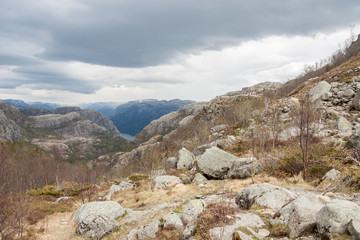 View from trail to Preikestolen, Norway.
