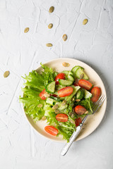 Simple vegetable salad on a light background