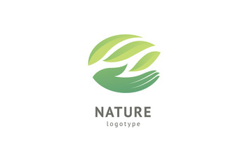 Abstract nature logo icon vector design. Healthy eco food, ecology, spa, diet, yoga, Environment day vector logo. Happy people with leaf logo. Fitness, sport web icon.
